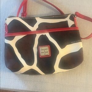 Dooney & Bourke Giraffe Print Crossbody Bag with Red Accents